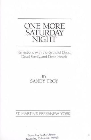 Cover of One More Saturday Night